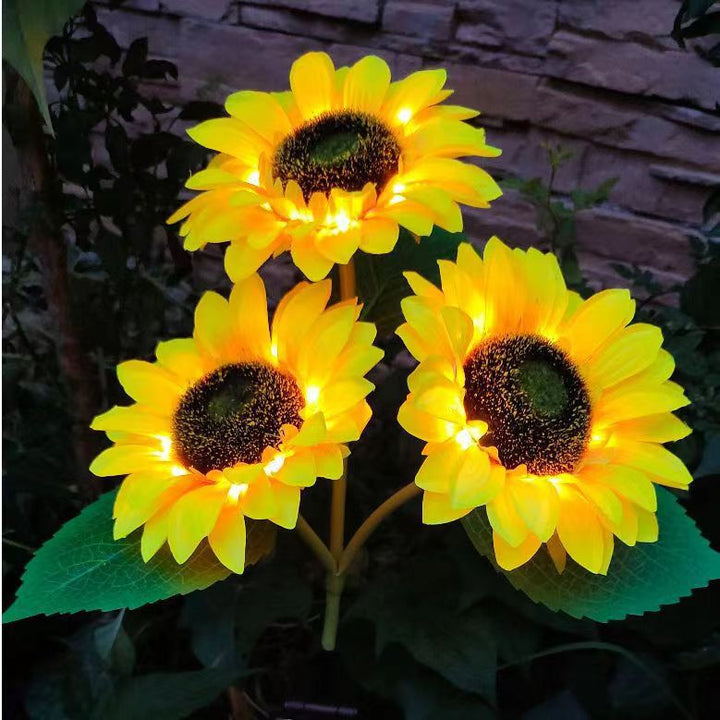 Zeitgenössische kreative solarbetriebene wasserdichte Sonnenblumen-Seiden-Edelstahl-LED-Landschaftsleuchte Außenleuchte für den Garten | Karnz