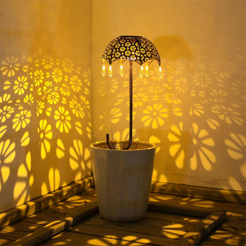 Moderne Art Deco Solar wasserdichte Regenschirm Eisen LED Erdstecker Außenleuchte für Garten | Karnz