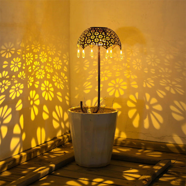 Moderne Art Deco Solar wasserdichte Regenschirm Eisen LED Erdstecker Außenleuchte für Garten | Karnz