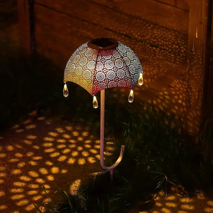 Moderne Art Deco Solar wasserdichte Regenschirm Eisen LED Erdstecker Außenleuchte für Garten | Karnz