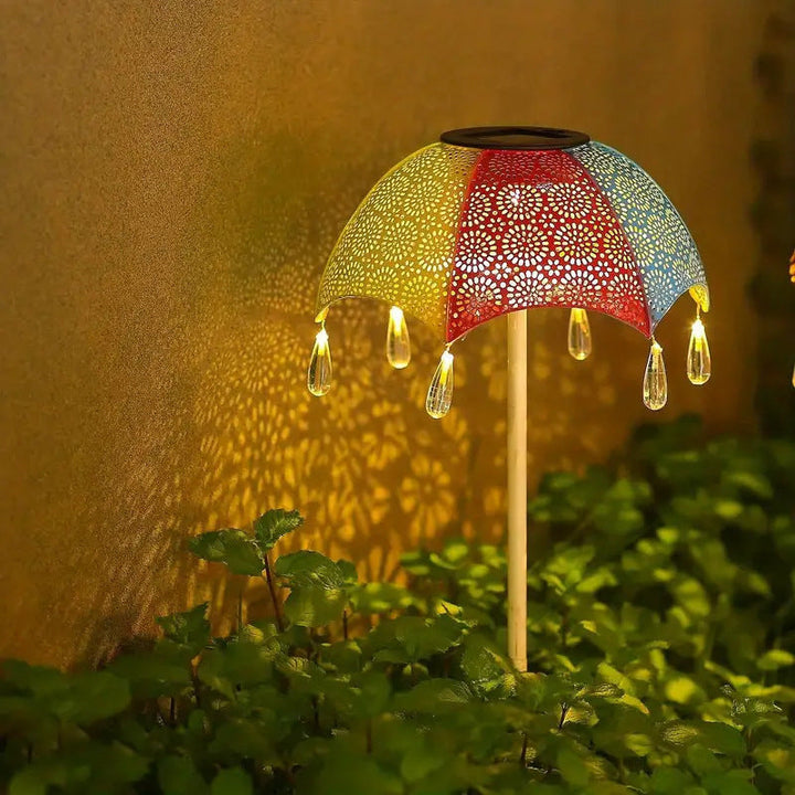 Moderne Art Deco Solar wasserdichte Regenschirm Eisen LED Erdstecker Außenleuchte für Garten | Karnz