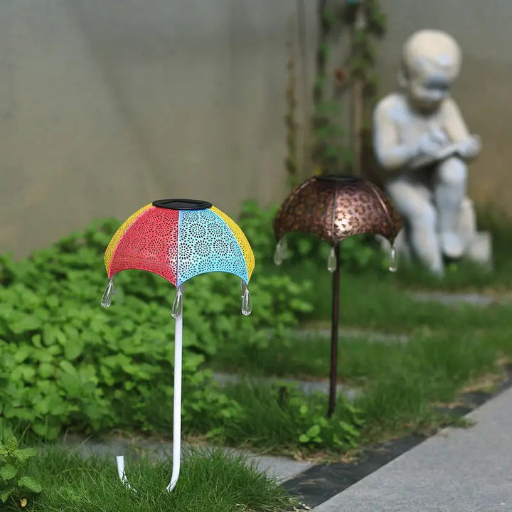 Moderne Art Deco Solar wasserdichte Regenschirm Eisen LED Erdstecker Außenleuchte für Garten | Karnz