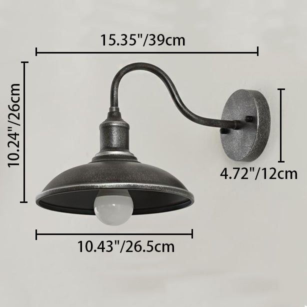 Runde, deckelförmige Wandleuchte mit gebogenem Eisenschirm und einflammigem Design für die Terrasse