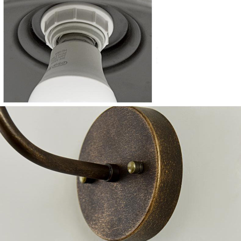 Runde, deckelförmige Wandleuchte mit gebogenem Eisenschirm und einflammigem Design für die Terrasse