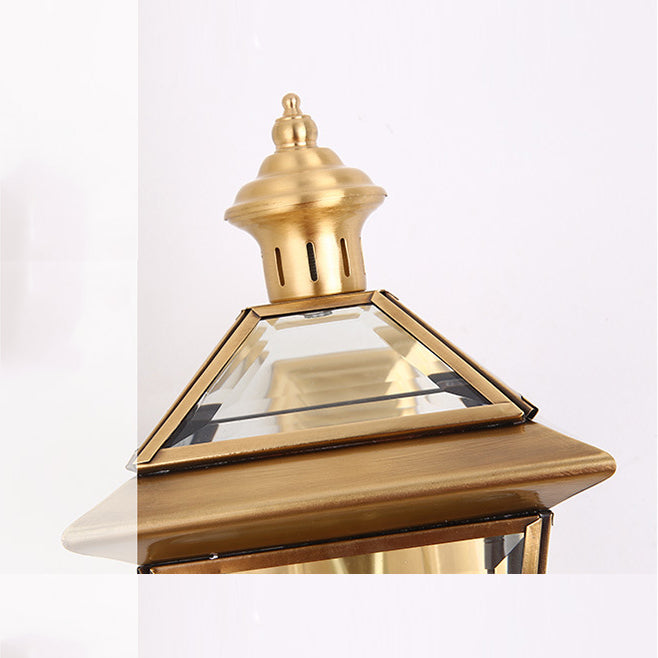 Traditioneller europäischer Quadrant Kerzenhalter Kupferrahmen Glas-schirm 1-Lampe Wandleuchte für Garten | Karnz