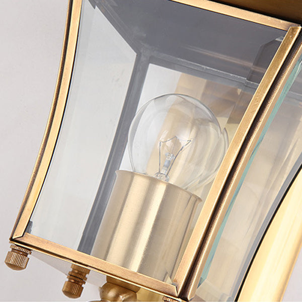Traditioneller europäischer Quadrant Kerzenhalter Kupferrahmen Glas-schirm 1-Lampe Wandleuchte für Garten | Karnz