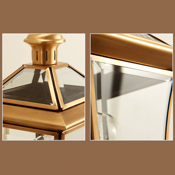 Traditioneller europäischer Quadrant Kerzenhalter Kupferrahmen Glas-schirm 1-Lampe Wandleuchte für Garten | Karnz