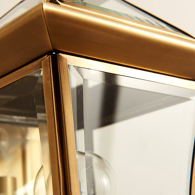 Traditioneller europäischer Quadrant Kerzenhalter Kupferrahmen Glas-schirm 1-Lampe Wandleuchte für Garten | Karnz
