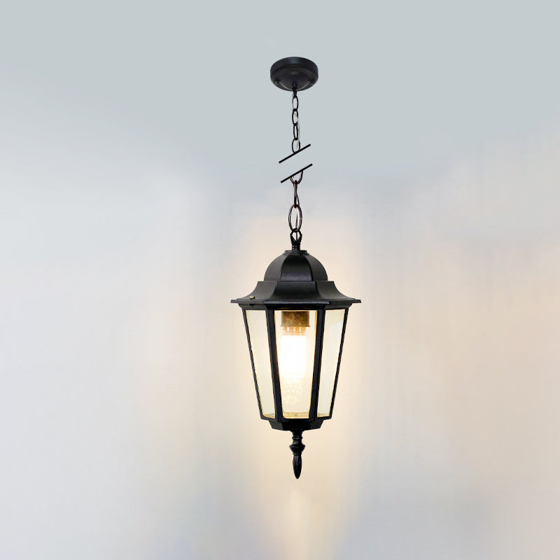 Traditionelle Vintage Wasserdichte Hexagonale Aluminium Acryl 1-Licht Pendelleuchte Für Außenpatio | Karnz