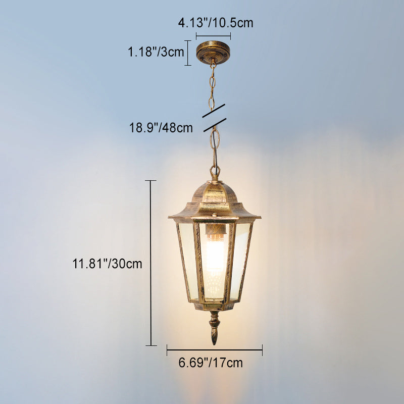 Traditionelle Vintage Wasserdichte Hexagonale Aluminium Acryl 1-Licht Pendelleuchte Für Außenpatio | Karnz