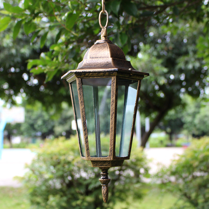Traditionelle Vintage Wasserdichte Hexagonale Aluminium Acryl 1-Licht Pendelleuchte Für Außenpatio | Karnz