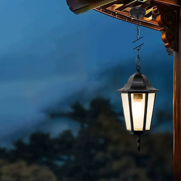 Traditionelle Vintage Wasserdichte Hexagonale Aluminium Acryl 1-Licht Pendelleuchte Für Außenpatio | Karnz