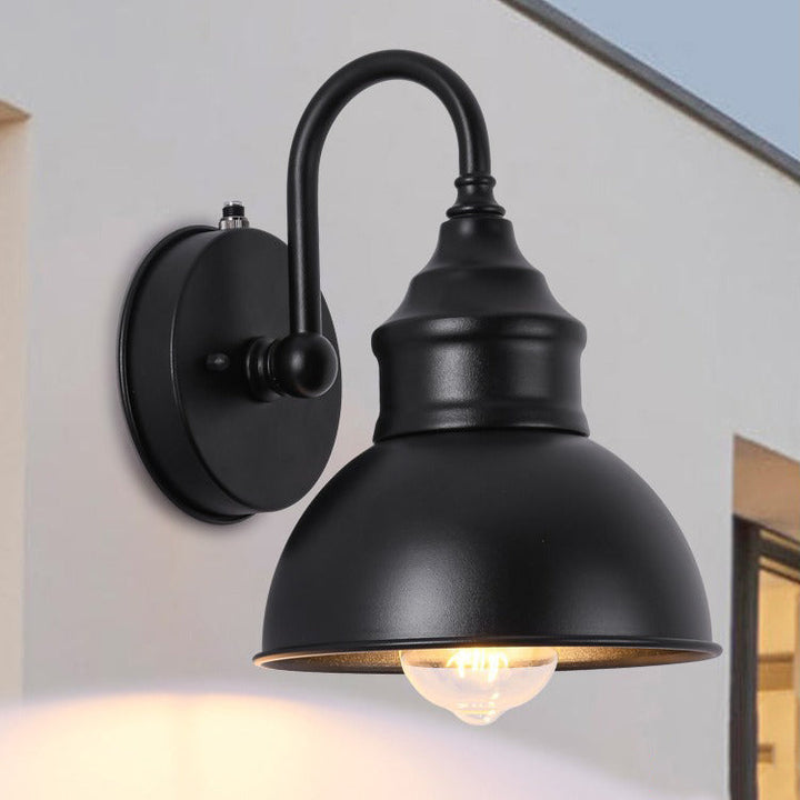 Moderner Minimalistischer Outdoor Wasserdichter Runder Gebogener Pfosten Eisen Schattierung 1-Licht Wandleuchte Lampe Für Garten | Karnz