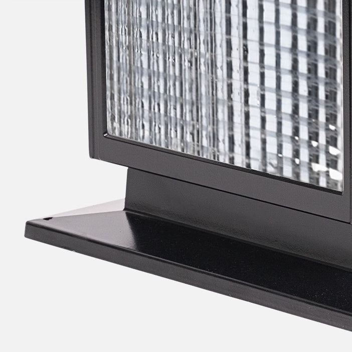 Moderner minimalistischer solarbetriebener wasserdichter rechteckiger Diamantstreifen-Glas-Schirm Aluminiumrahmen LED-Pfostenkopflicht für den Garten | Karnz