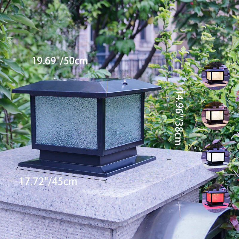 Moderner minimalistischer solarbetriebener wasserdichter rechteckiger Diamantstreifen-Glas-Schirm Aluminiumrahmen LED-Pfostenkopflicht für den Garten | Karnz