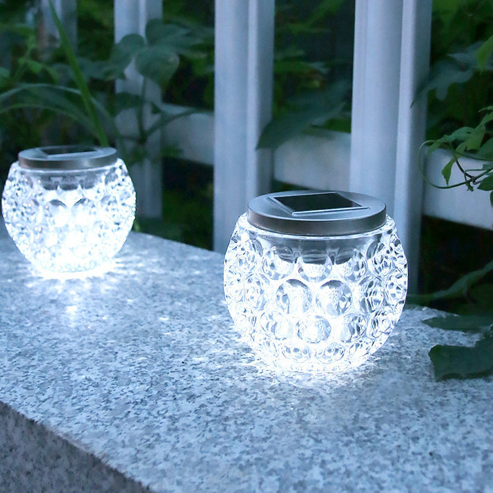 Moderne Art Deco Solar Glass Jar Voller Sterne ABS Edelstahl LED Außenlichter Für Garten | Karnz