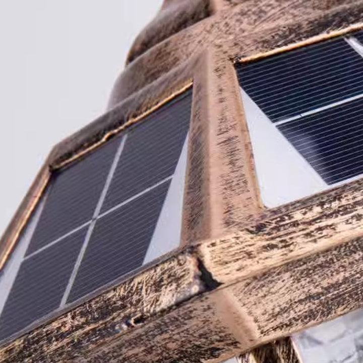 Zeitgenössische Retro-Hexagon-Aluminium-Glas-LED-Solar-Postkopf-Landschaftslicht Für Garten | Karnz
