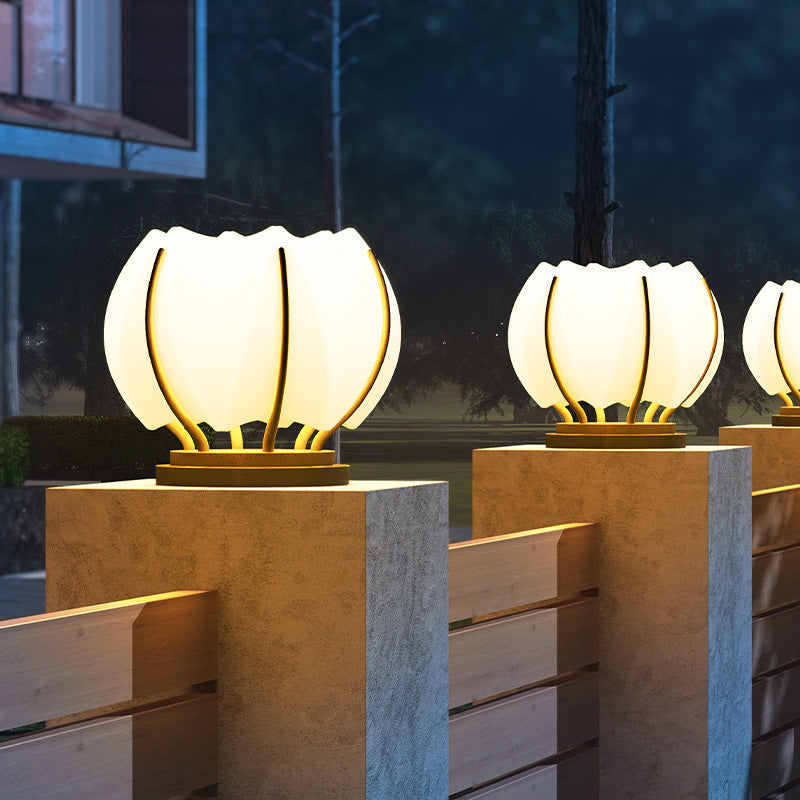 Zeitgenössische kreative Blumen Eisen Plastik LED Pfosten Kopf Licht für Garten | Karnz