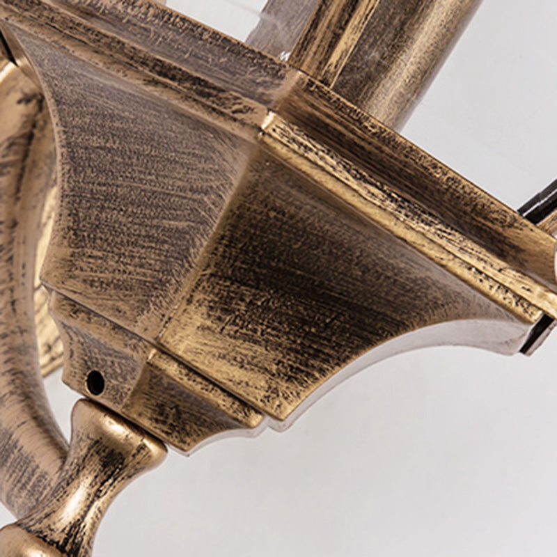 Zeitgenössische Retro Wasserdichte Sechseckige Käfig Aluminium Mattiertes Klarglas 1-Licht Wandlampe Für Außenpatio | Karnz