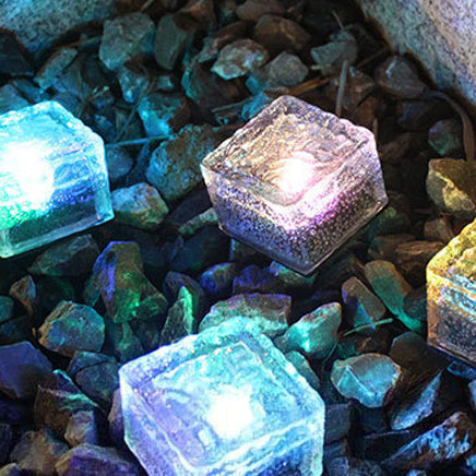 Modern Minimalist Solar Waterproof ABS Clear Glass Ice Cube Brick LED Outdoor Landscape Light Für Garten | Karnz