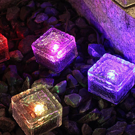 Modern Minimalist Solar Waterproof ABS Clear Glass Ice Cube Brick LED Outdoor Landscape Light Für Garten | Karnz