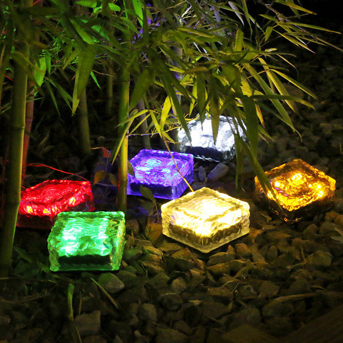 Modern Minimalist Solar Waterproof ABS Clear Glass Ice Cube Brick LED Outdoor Landscape Light Für Garten | Karnz