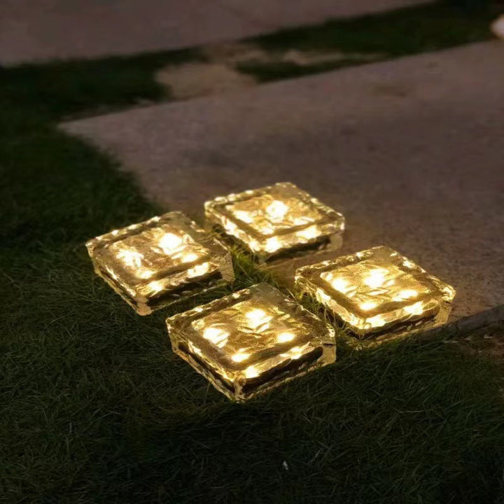 Modern Minimalist Solar Waterproof ABS Clear Glass Ice Cube Brick LED Outdoor Landscape Light Für Garten | Karnz