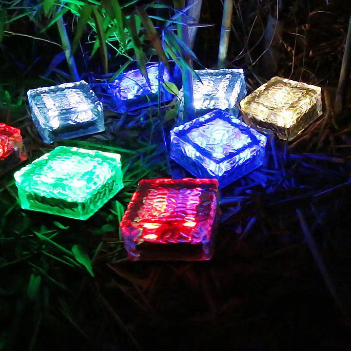 Modern Minimalist Solar Waterproof ABS Clear Glass Ice Cube Brick LED Outdoor Landscape Light Für Garten | Karnz