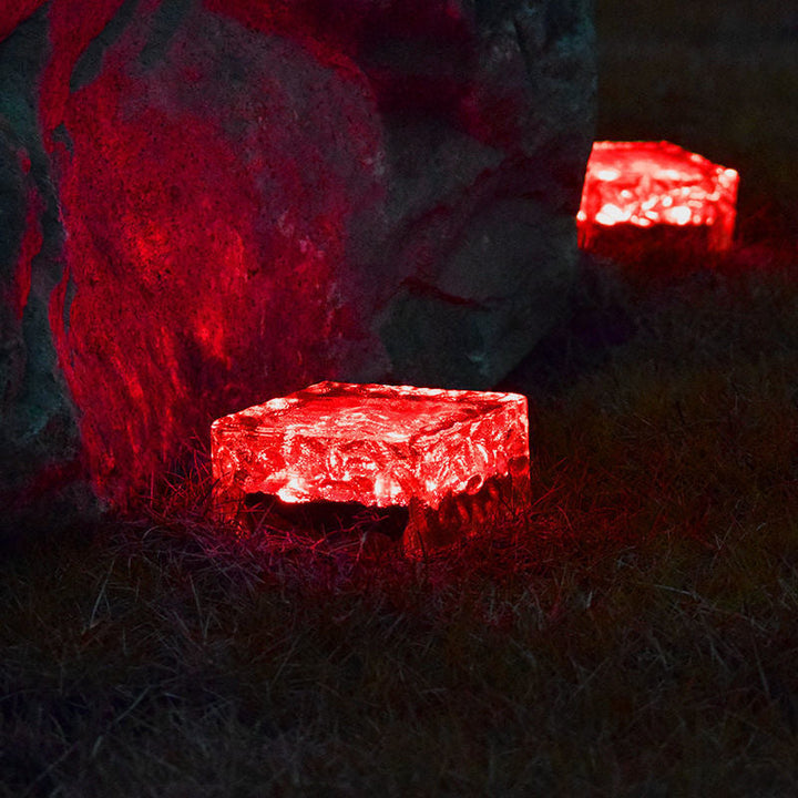 Modern Minimalist Solar Waterproof ABS Clear Glass Ice Cube Brick LED Outdoor Landscape Light Für Garten | Karnz