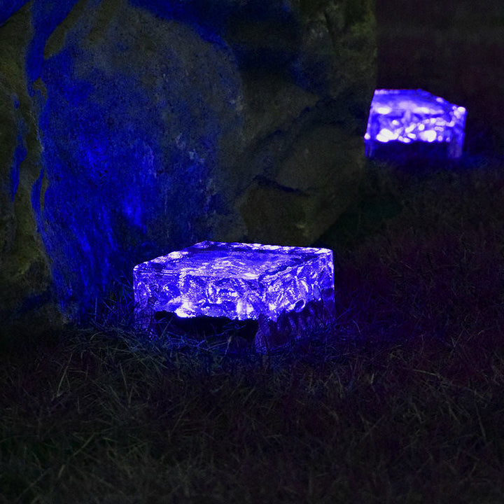 Modern Minimalist Solar Waterproof ABS Clear Glass Ice Cube Brick LED Outdoor Landscape Light Für Garten | Karnz