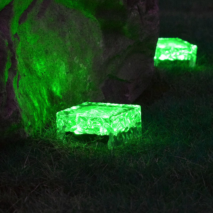 Modern Minimalist Solar Waterproof ABS Clear Glass Ice Cube Brick LED Outdoor Landscape Light Für Garten | Karnz