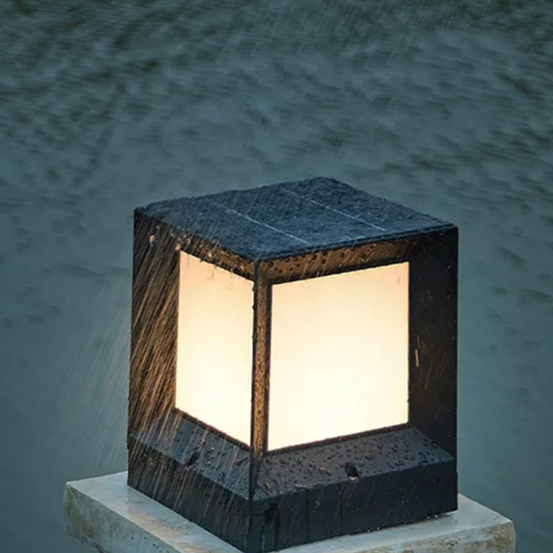 Moderner Minimalistischer Solar-Wasserdichter Quadratförmiger Aluminium-Acryl-LED-Außen-Straßenlaterne Für Garten | Karnz