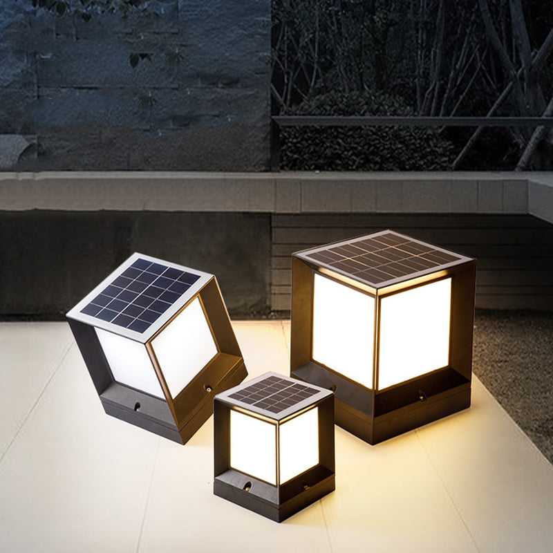 Moderner Minimalistischer Solar-Wasserdichter Quadratförmiger Aluminium-Acryl-LED-Außen-Straßenlaterne Für Garten | Karnz