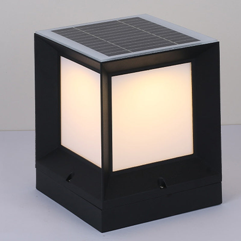 Moderner Minimalistischer Solar-Wasserdichter Quadratförmiger Aluminium-Acryl-LED-Außen-Straßenlaterne Für Garten | Karnz