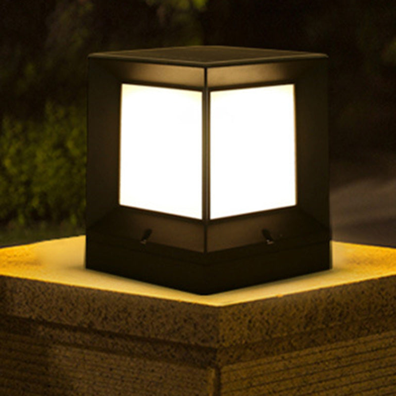 Moderner Minimalistischer Solar-Wasserdichter Quadratförmiger Aluminium-Acryl-LED-Außen-Straßenlaterne Für Garten | Karnz