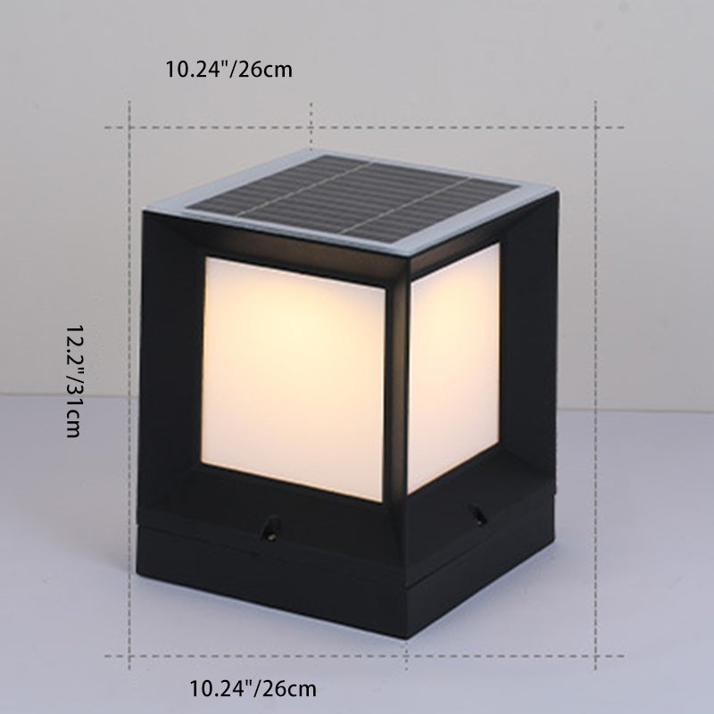 Moderner Minimalistischer Solar-Wasserdichter Quadratförmiger Aluminium-Acryl-LED-Außen-Straßenlaterne Für Garten | Karnz