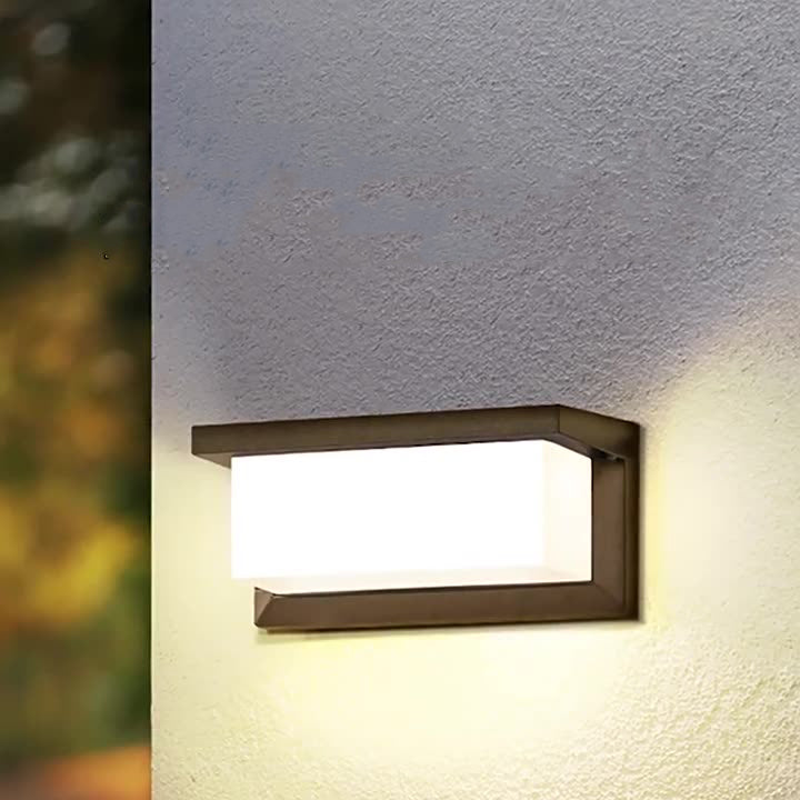 Rechteckige, wasserdichte LED-Wandleuchte aus Aluminium für die Terrasse