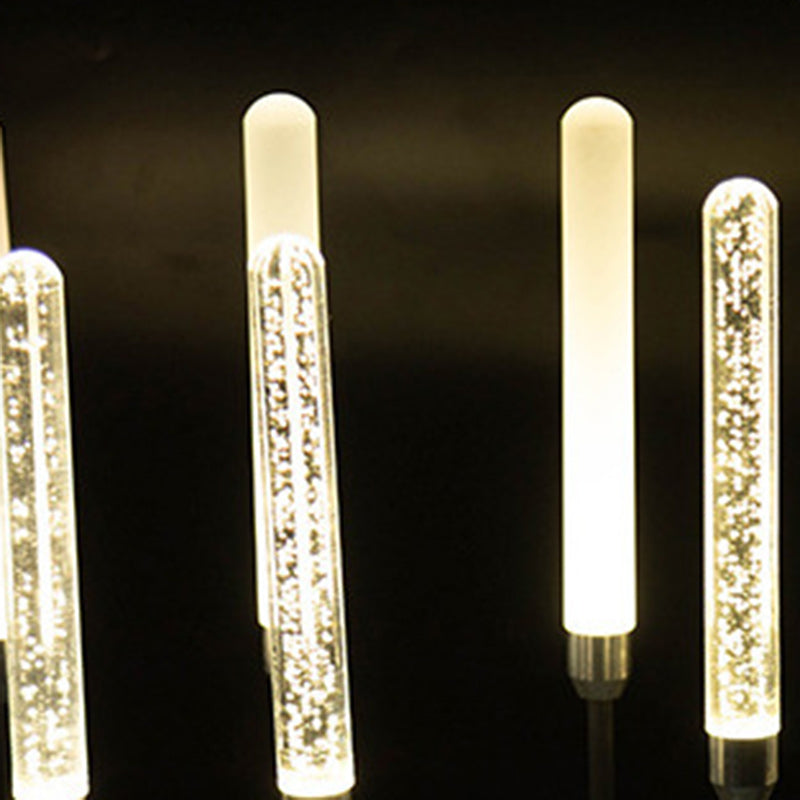 Zeitgenössische skandinavische wasserdichte zylindrische ovale Schilfrohrblasen Edelstahl Acryl LED Outdoor Rasen Landschaftslampe für Außenpatio | Karnz