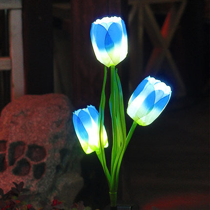 Zeitgenössische kreative Solar-Wasserdichte Kunst-Tulpen Edelstahl ABS Stoff LED Erdstecker Rasen Landschaft Lampe für Außenpatio | Karnz