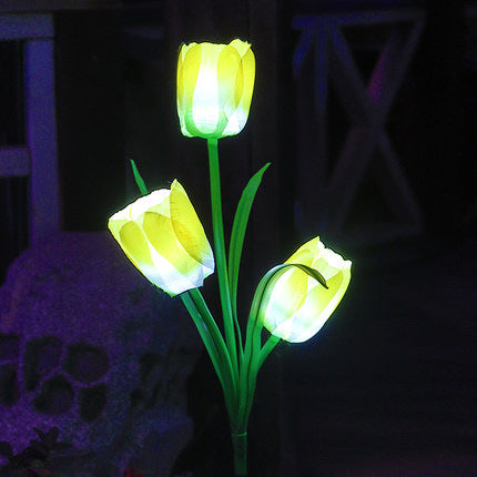 Zeitgenössische kreative Solar-Wasserdichte Kunst-Tulpen Edelstahl ABS Stoff LED Erdstecker Rasen Landschaft Lampe für Außenpatio | Karnz