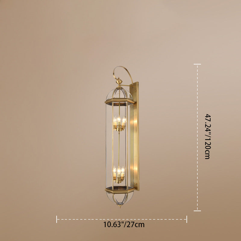 Moderne Luxus Wasserdichte Zylinder Rechteck Halbrund Kupfer Glas 1/3/6 Licht Wandleuchte Lampe Für Garten | Karnz