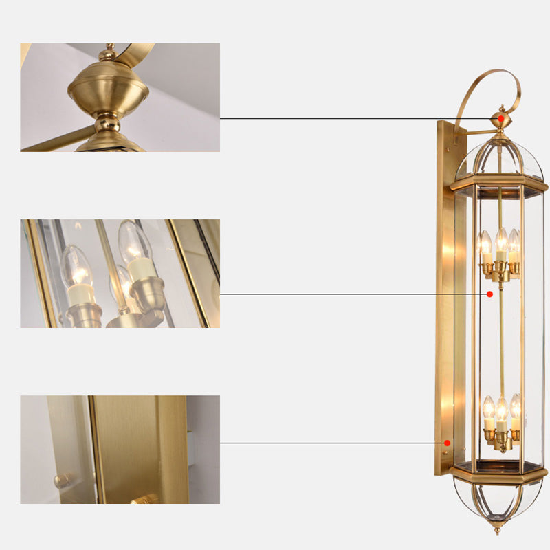 Moderne Luxus Wasserdichte Zylinder Rechteck Halbrund Kupfer Glas 1/3/6 Licht Wandleuchte Lampe Für Garten | Karnz