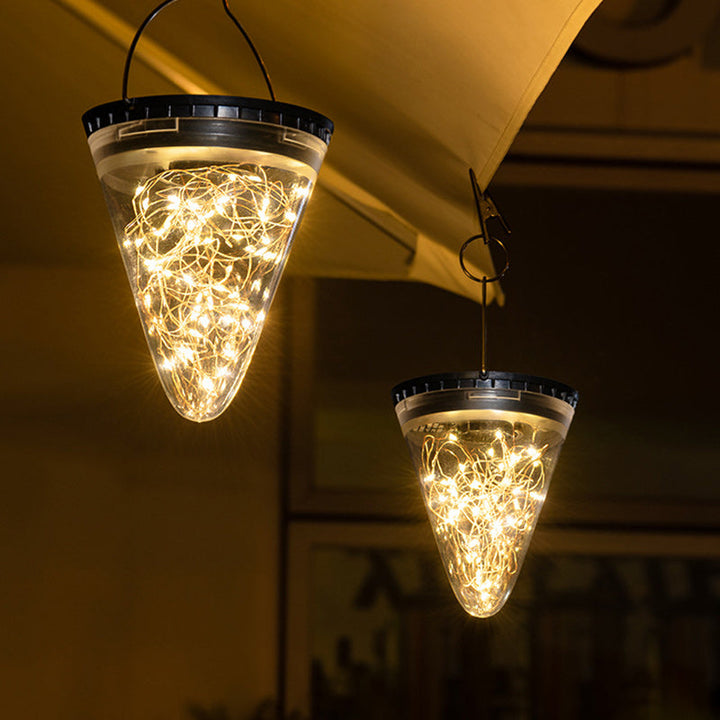 Modern Minimalist Solar Waterproof Cone Filigree PC ABS LED Pendelleuchte Für Garten | Karnz