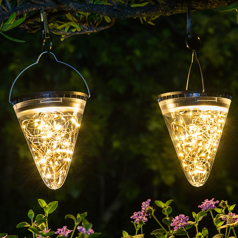 Modern Minimalist Solar Waterproof Cone Filigree PC ABS LED Pendelleuchte Für Garten | Karnz