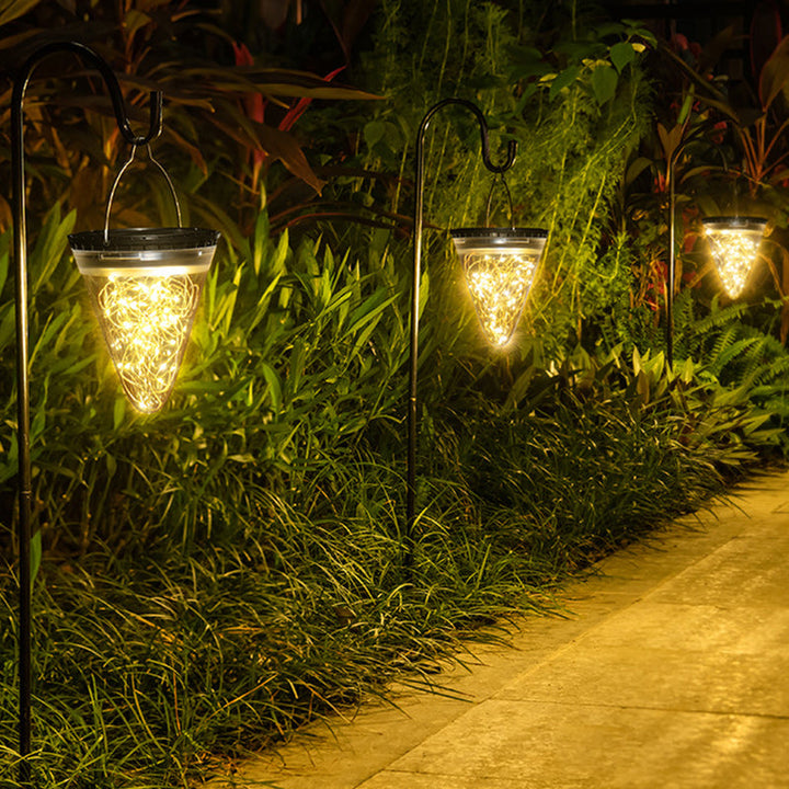 Modern Minimalist Solar Waterproof Cone Filigree PC ABS LED Pendelleuchte Für Garten | Karnz