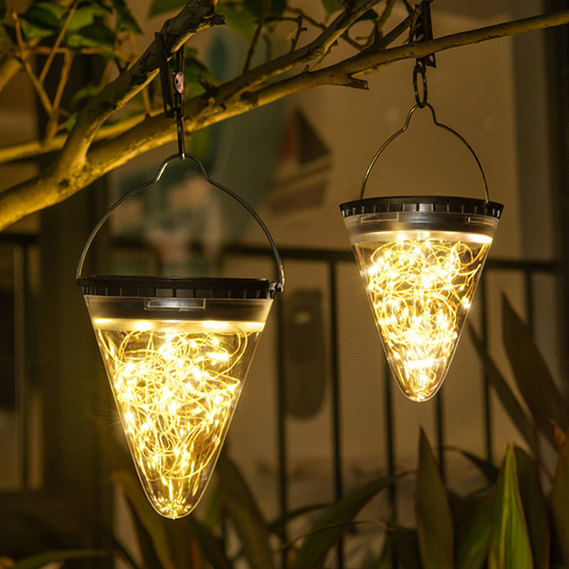 Modern Minimalist Solar Waterproof Cone Filigree PC ABS LED Pendelleuchte Für Garten | Karnz