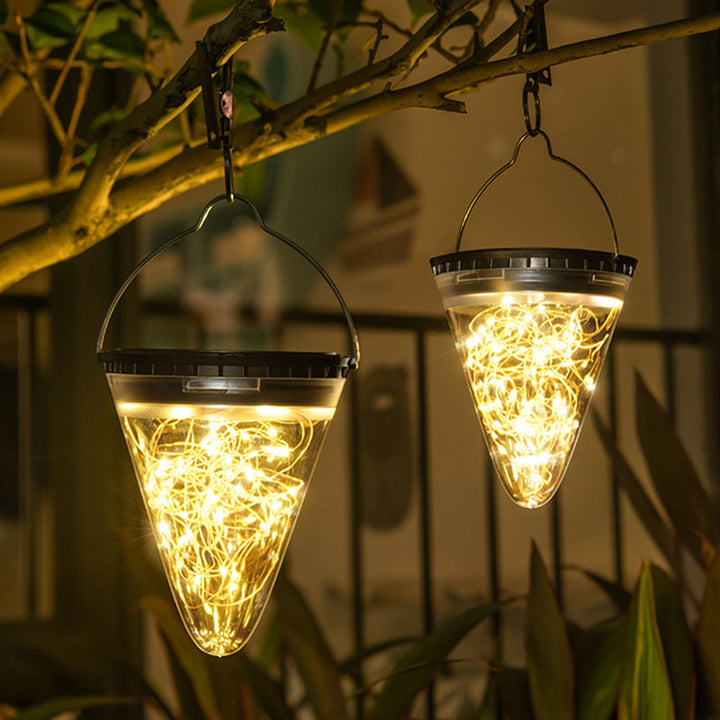 Modern Minimalist Solar Waterproof Cone Filigree PC ABS LED Pendelleuchte Für Garten | Karnz