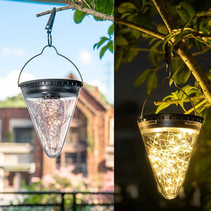 Modern Minimalist Solar Waterproof Cone Filigree PC ABS LED Pendelleuchte Für Garten | Karnz