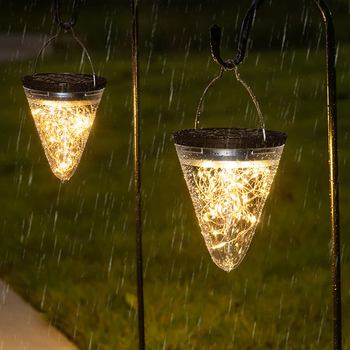 Modern Minimalist Solar Waterproof Cone Filigree PC ABS LED Pendelleuchte Für Garten | Karnz