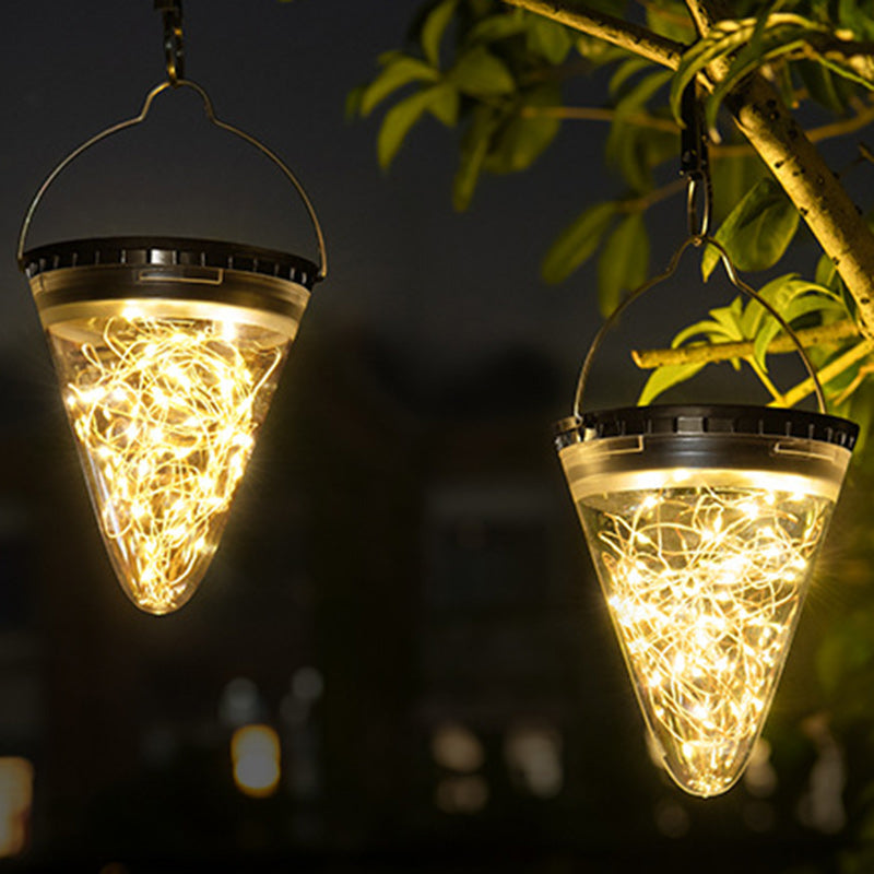 Modern Minimalist Solar Waterproof Cone Filigree PC ABS LED Pendelleuchte Für Garten | Karnz
